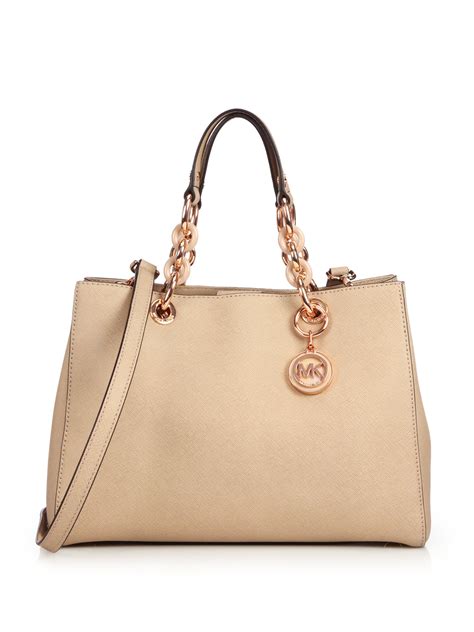 cynthia medium leather satchel michael kors|Cynthia Medium Saffiano Leather Satchel .